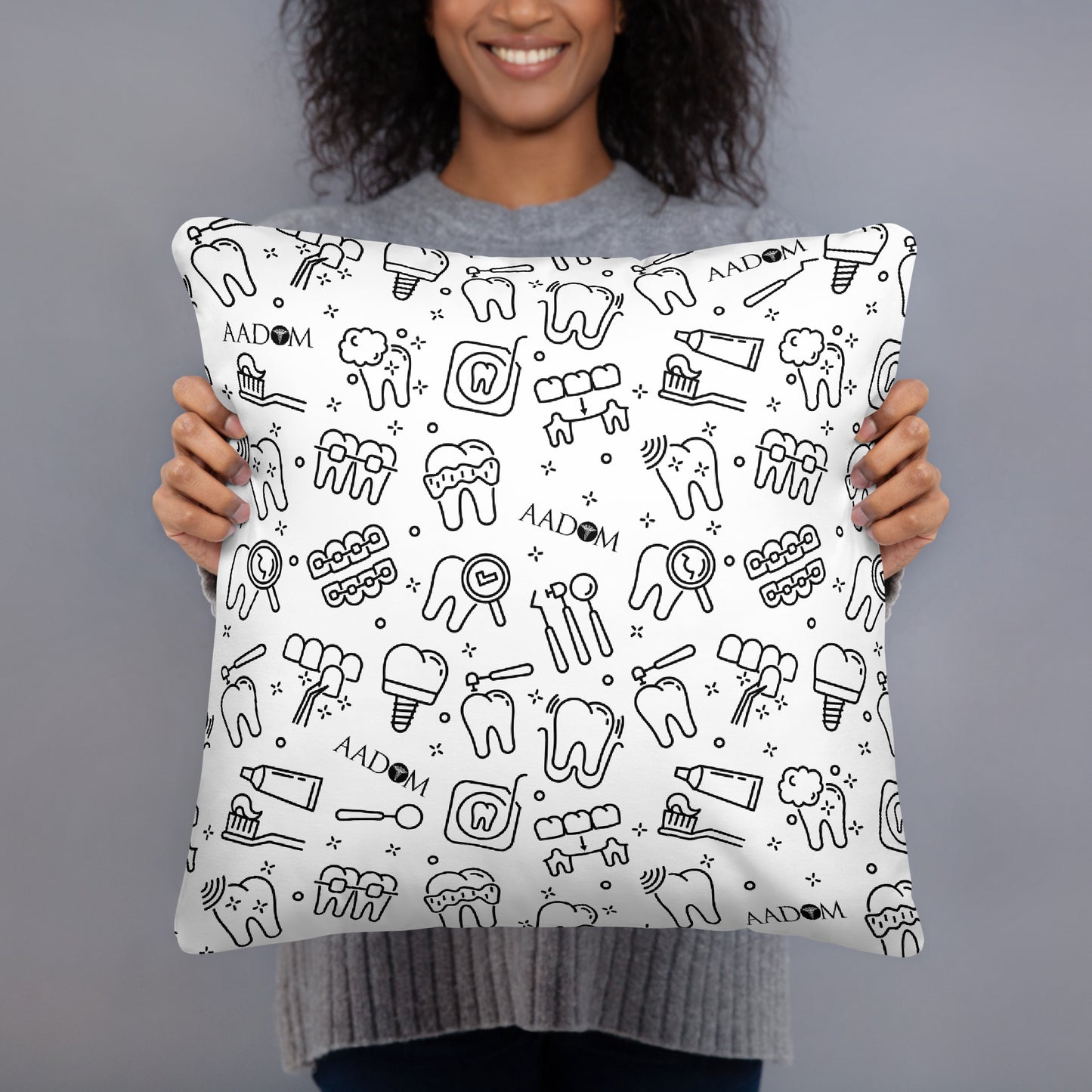 Basic Pillow - Black Logo (Dental Pattern)