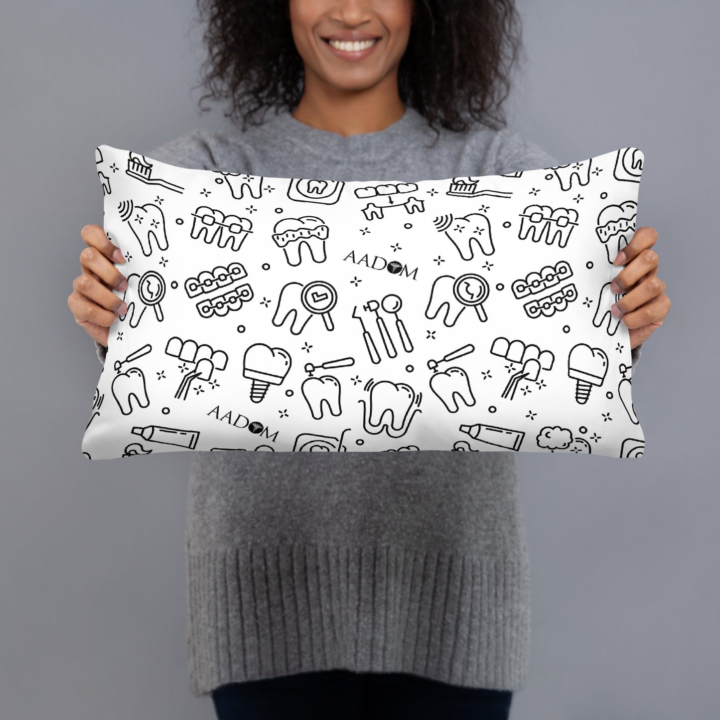 Basic Pillow - Black Logo (Dental Pattern)