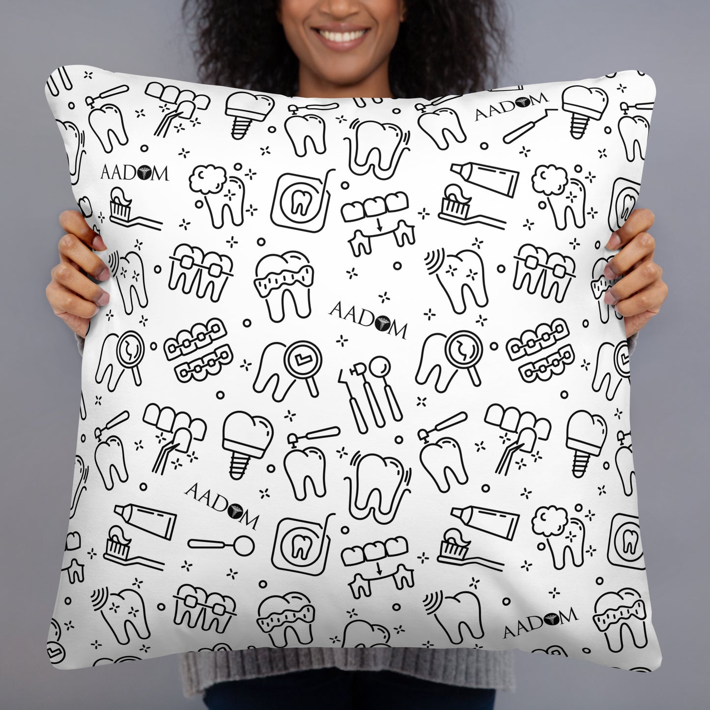 Basic Pillow - Black Logo (Dental Pattern)