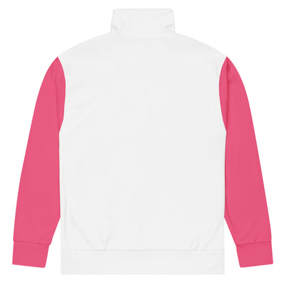 Unisex Track Jacket - Black Logo (White with Bright Pink)