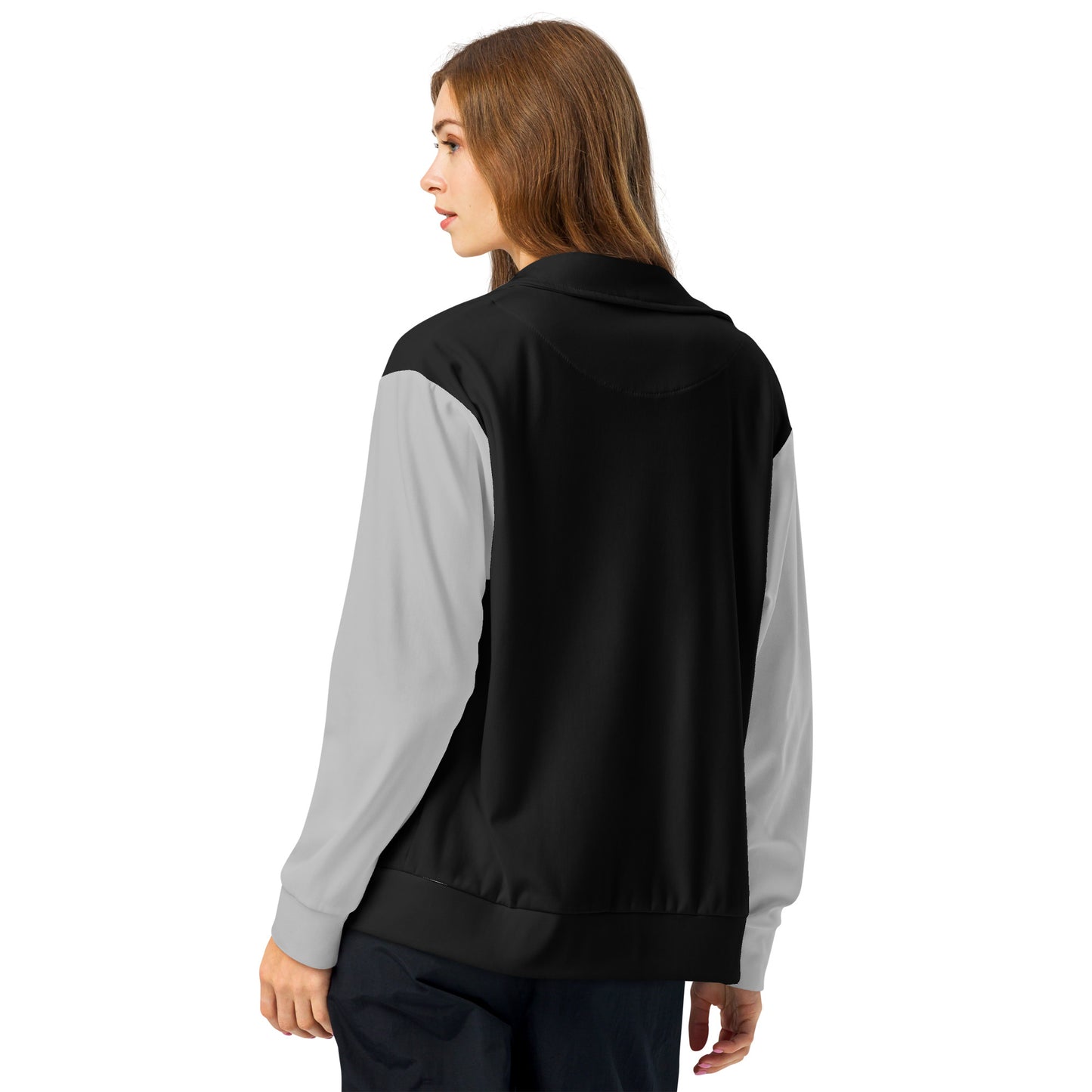 Unisex Track Jacket - White Logo (Black with Silver)