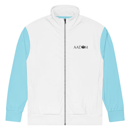 Unisex Track Jacket - Black Logo (White with Blizzard Blue)