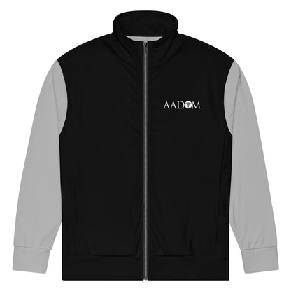 Unisex Track Jacket - White Logo (Black with Silver)