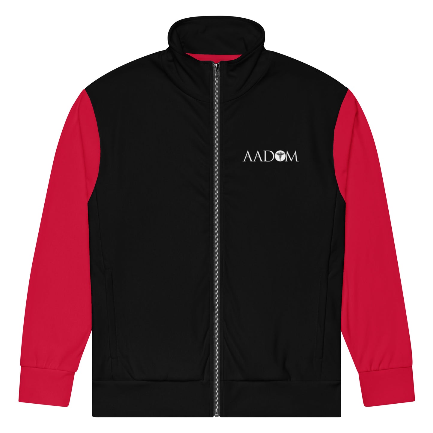 Unisex Track Jacket - White Logo (Black with Crimson)