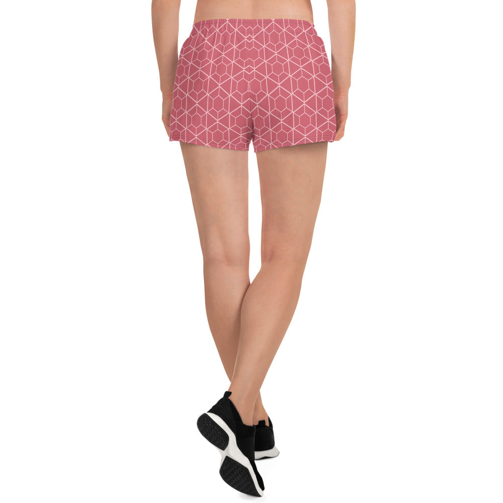 All-Over Print Unisex Athletic Shorts - AADOM Logo (Pink Geometric)