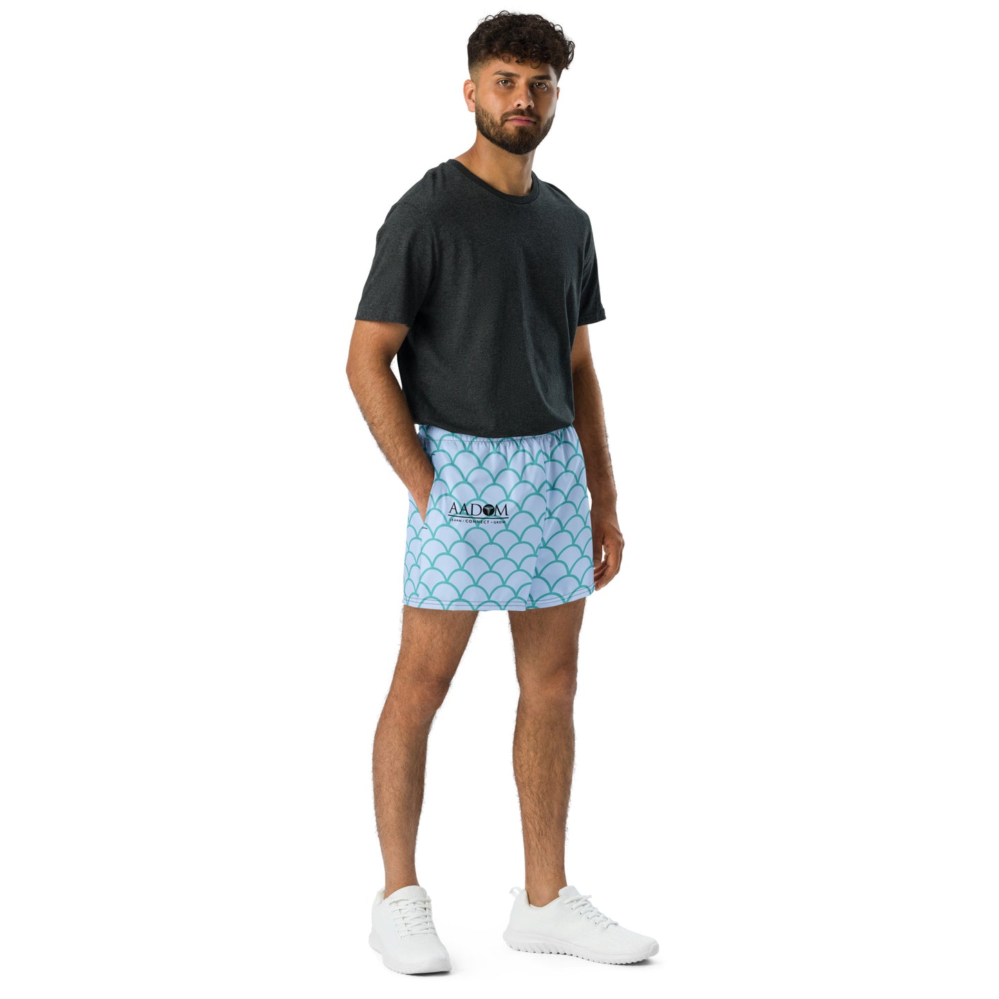 All-Over Print Unisex Athletic Shorts - AADOM Logo (Scalloped Pattern)