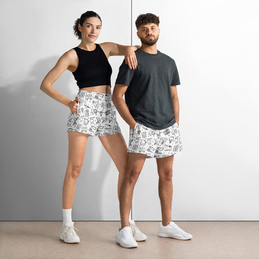 All-Over Print Unisex Athletic Shorts - Black Logo (Dental Pattern)