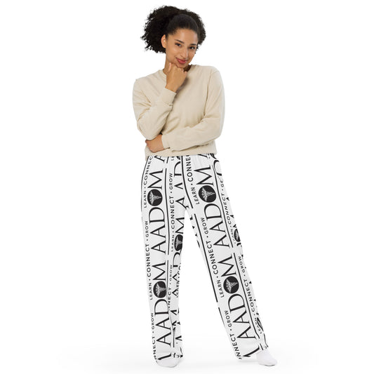 All-Over Print Unisex Wide-Leg Pajama Bottoms (Black Logo)