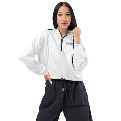 Women’s Cropped Windbreaker - Black Logo with Black Trim