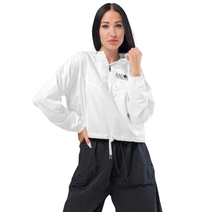 Women’s Cropped Windbreaker - Black Logo with White Trim