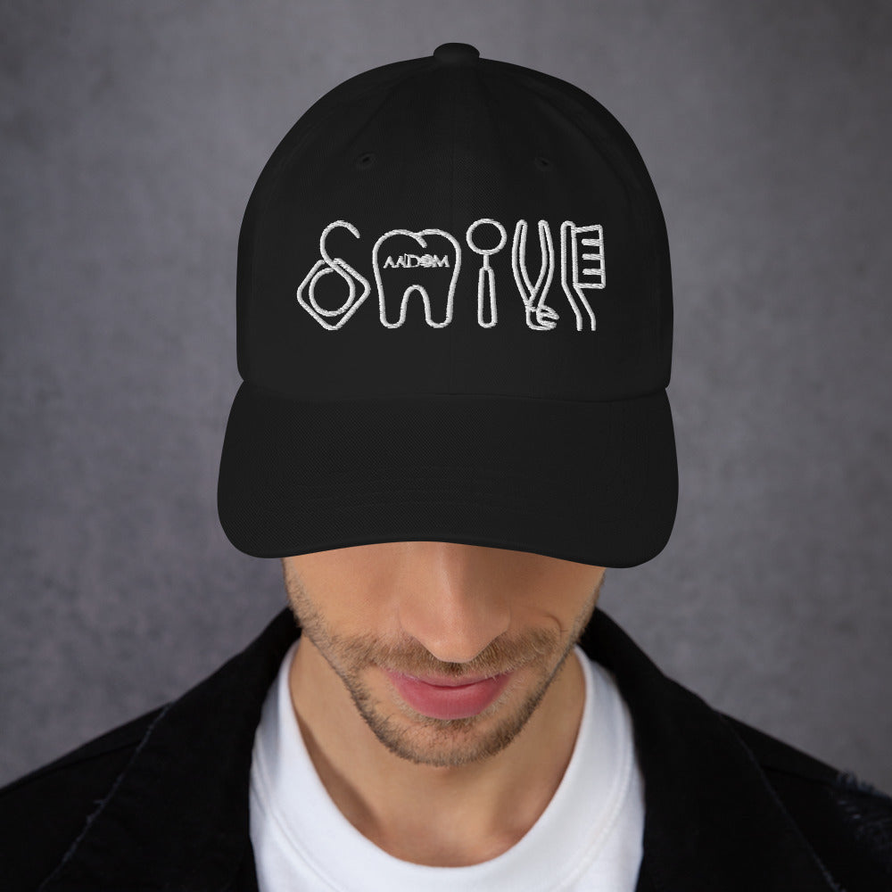 Dad Hat - Smile - White (AADOM Logo)