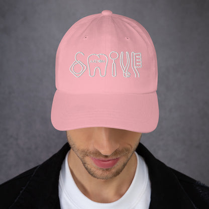 Dad Hat - Smile - White (AADOM Logo)