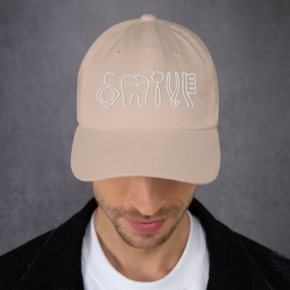 Dad Hat - Smile - White (AADOM Logo)