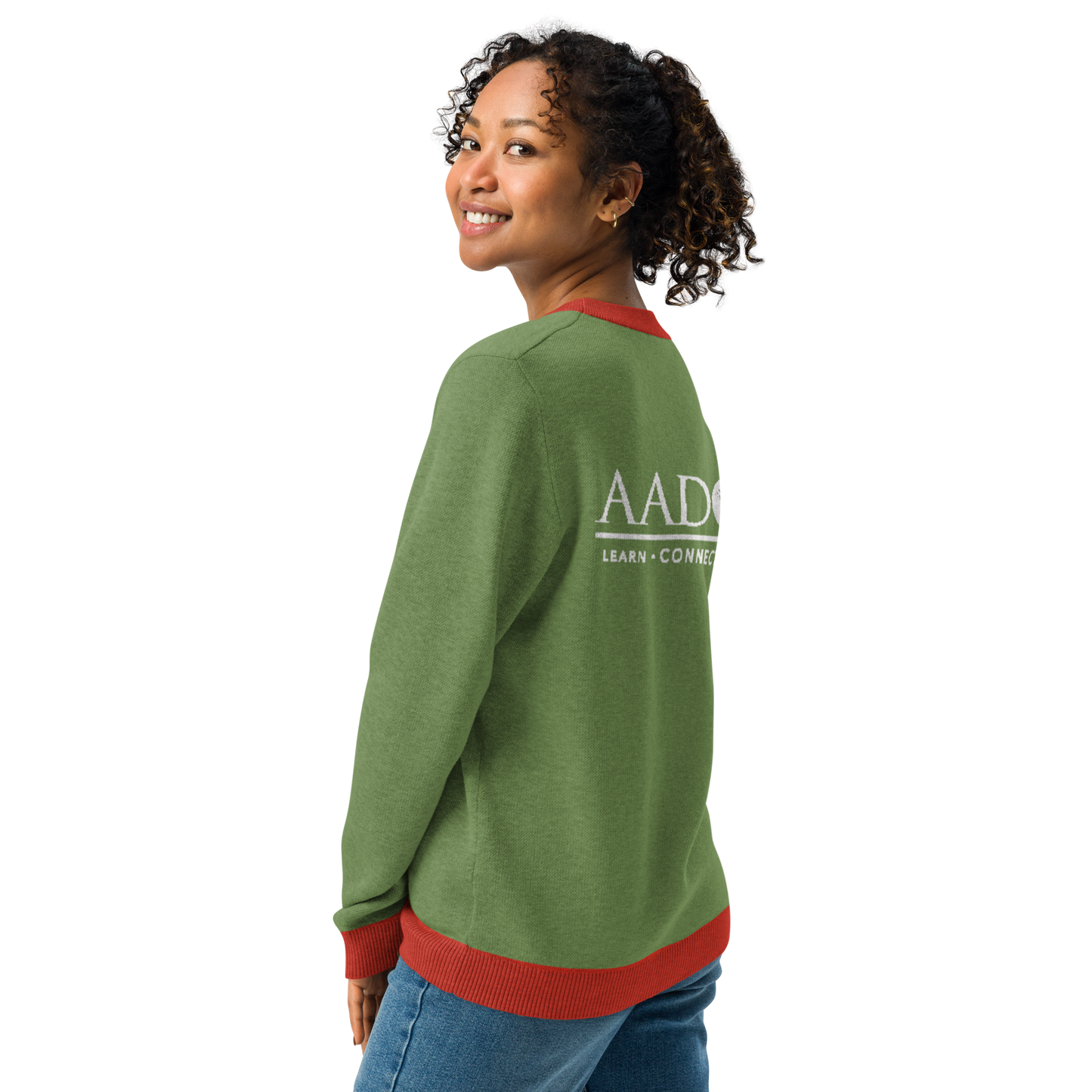 Knitted Crew Neck Sweater - Ugly Christmas Sweater (Green & Red)