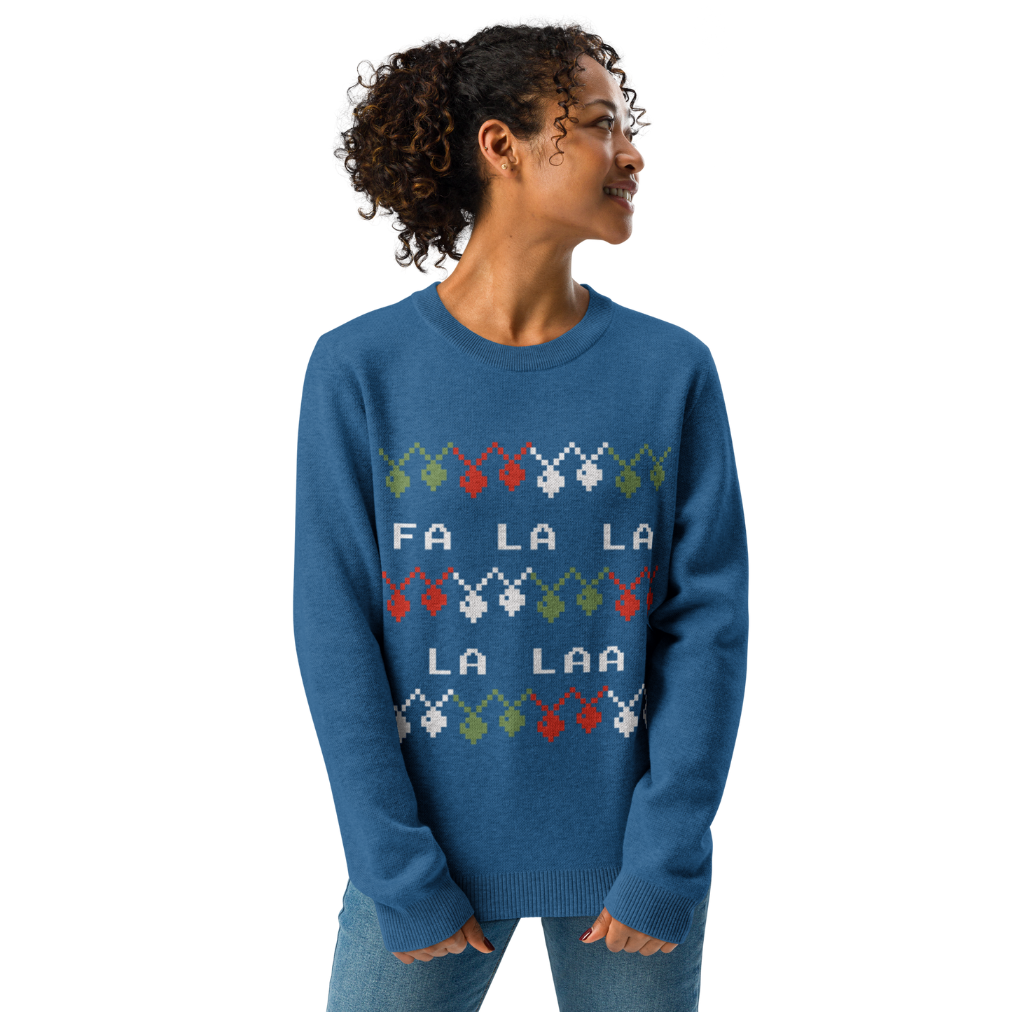 Knitted Crew Neck Sweater - FA LA LA (Yale Blue)