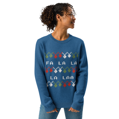 Knitted Crew Neck Sweater - FA LA LA (Yale Blue)