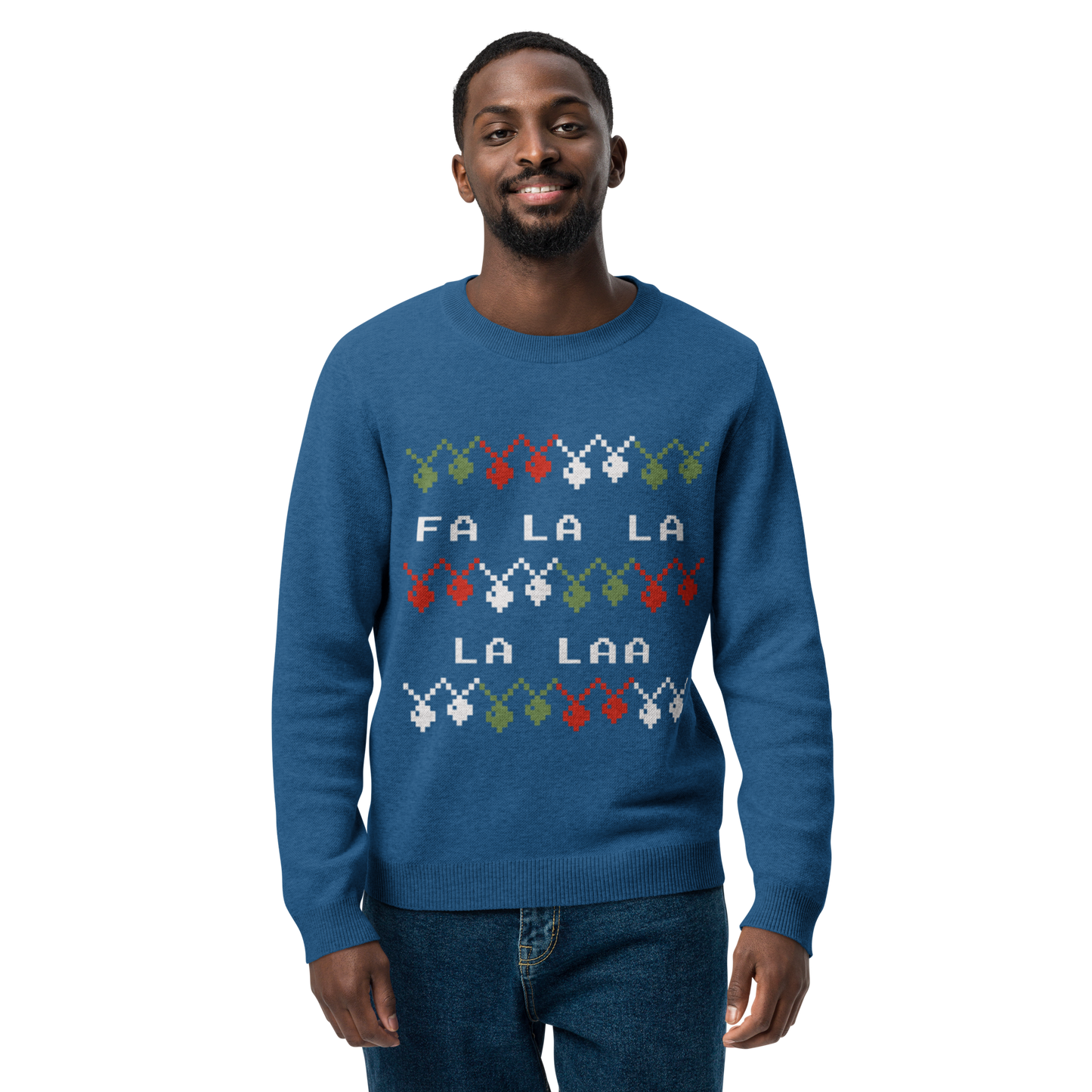 Knitted Crew Neck Sweater - FA LA LA (Yale Blue)