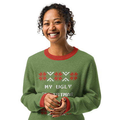 Knitted Crew Neck Sweater - Ugly Christmas Sweater (Green & Red)