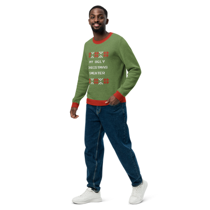 Knitted Crew Neck Sweater - Ugly Christmas Sweater (Green & Red)