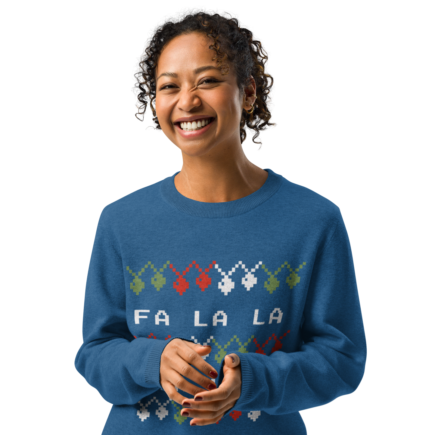 Knitted Crew Neck Sweater - FA LA LA (Yale Blue)