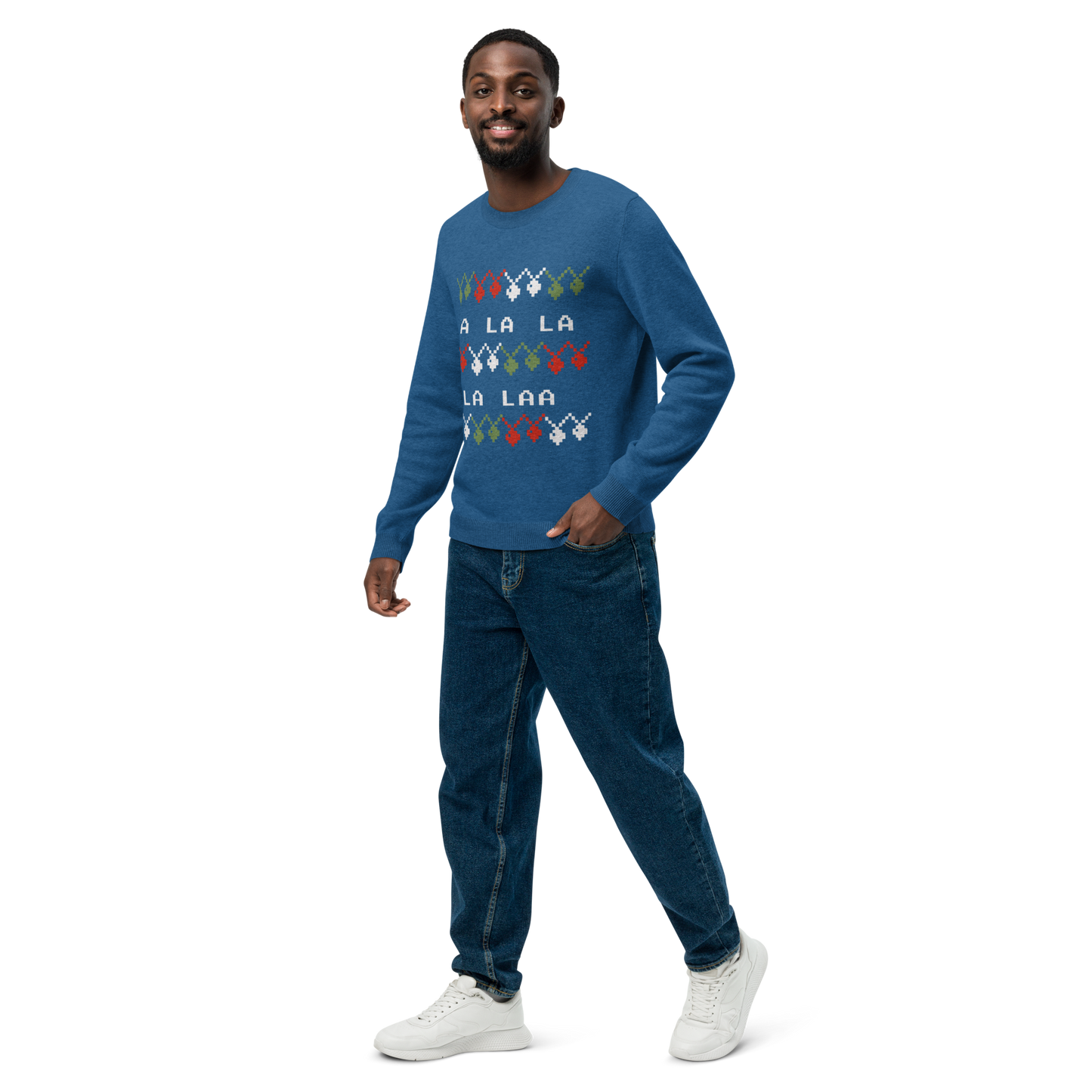 Knitted Crew Neck Sweater - FA LA LA (Yale Blue)