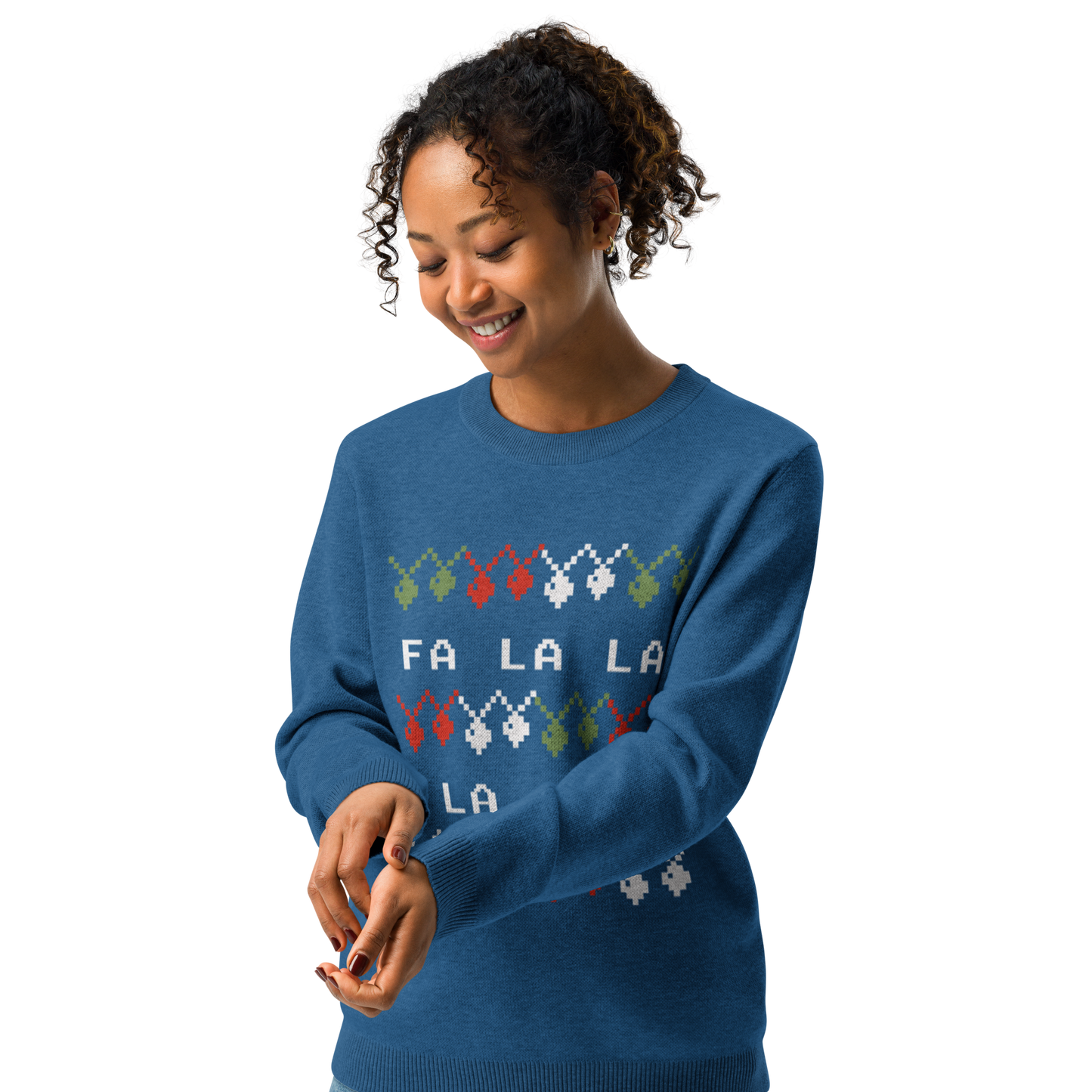 Knitted Crew Neck Sweater - FA LA LA (Yale Blue)