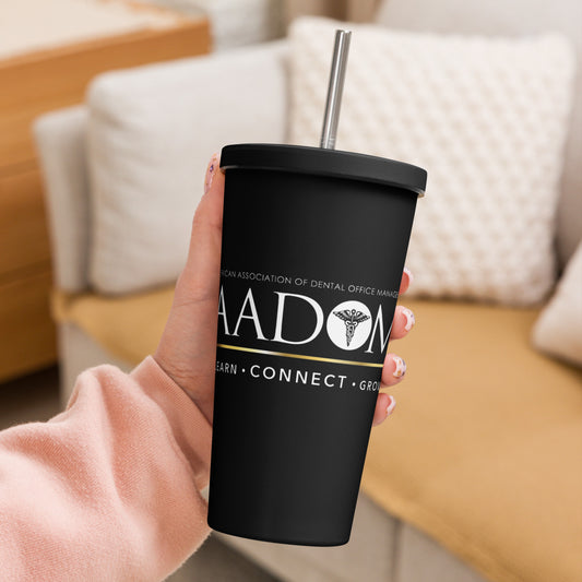 Insulated Tumbler with Straw - White Logo