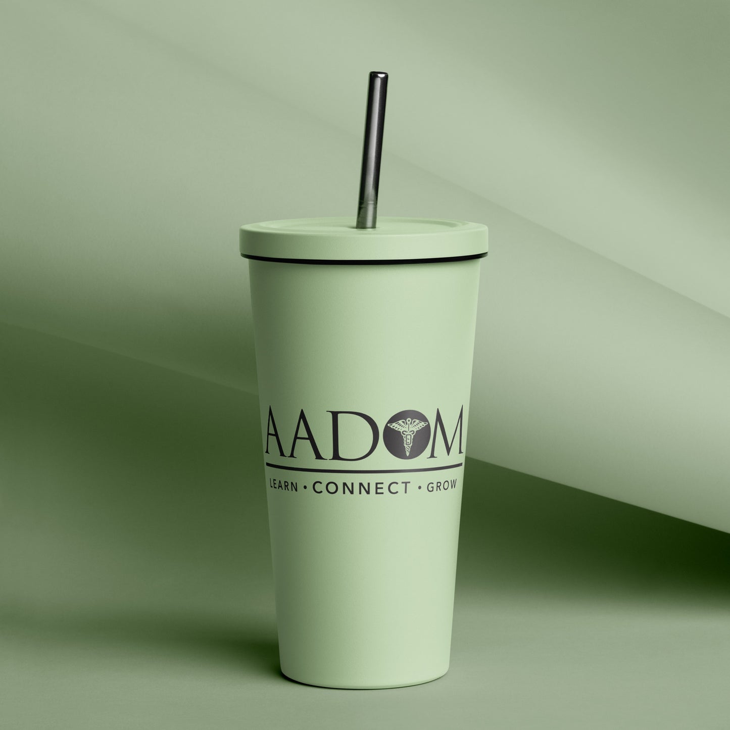 Insulated Tumbler with Straw - Black Logo