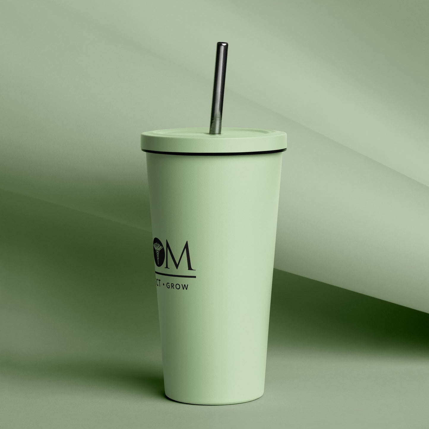 Insulated Tumbler with Straw - Black Logo