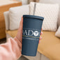 Insulated Tumbler with Straw - White Logo