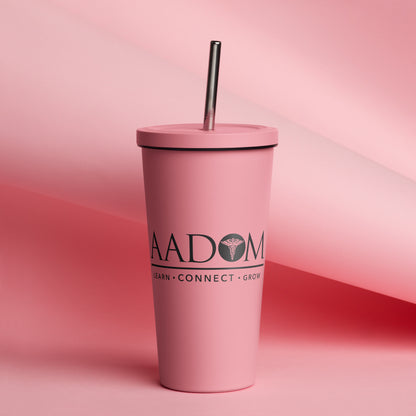 Insulated Tumbler with Straw - Black Logo