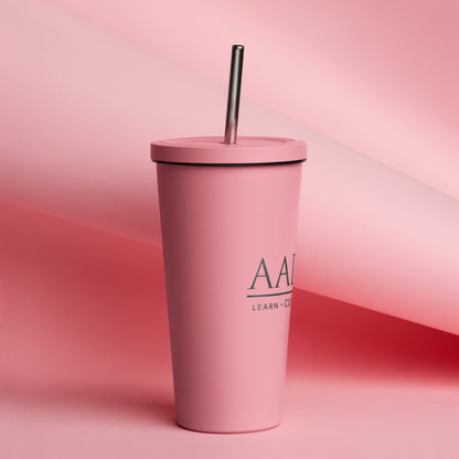 Insulated Tumbler with Straw - Black Logo