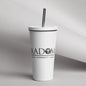 Insulated Tumbler with Straw - Black Logo