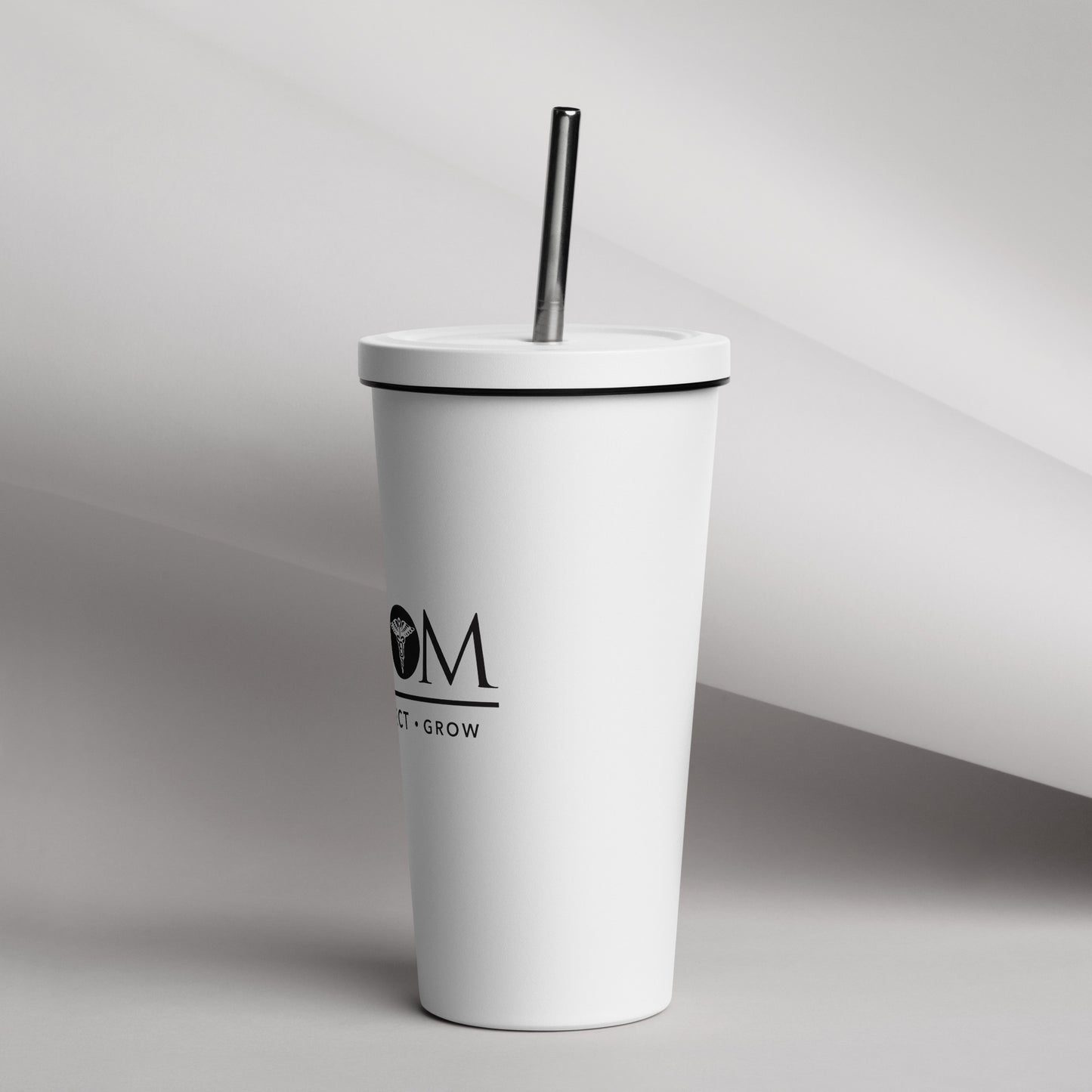 Insulated Tumbler with Straw - Black Logo