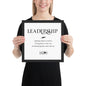 Framed Photo Paper Poster - Leadership