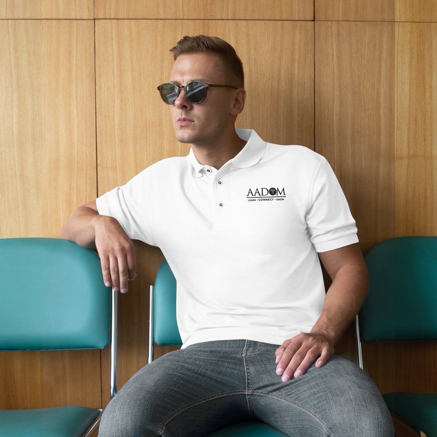 Men's Premium Polo - Black Logo