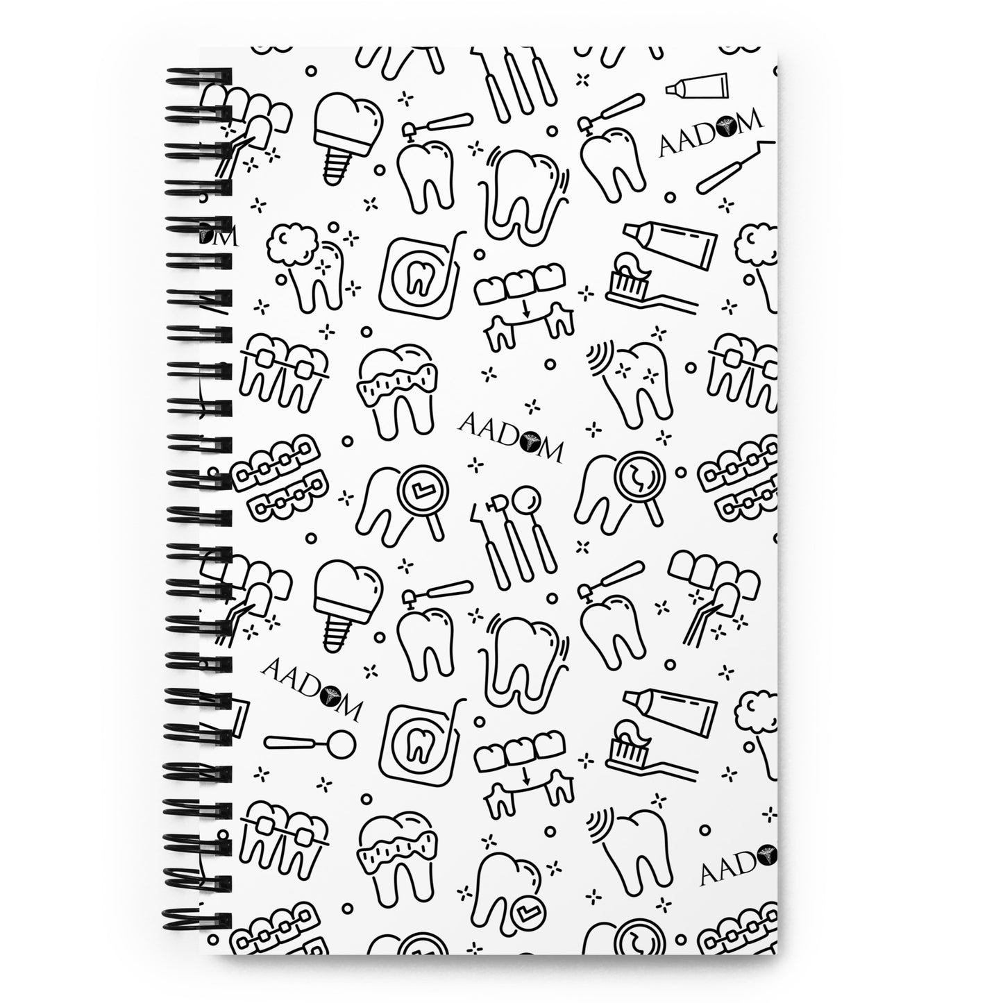 Spiral Notebook - Black Logo (Dental Pattern)