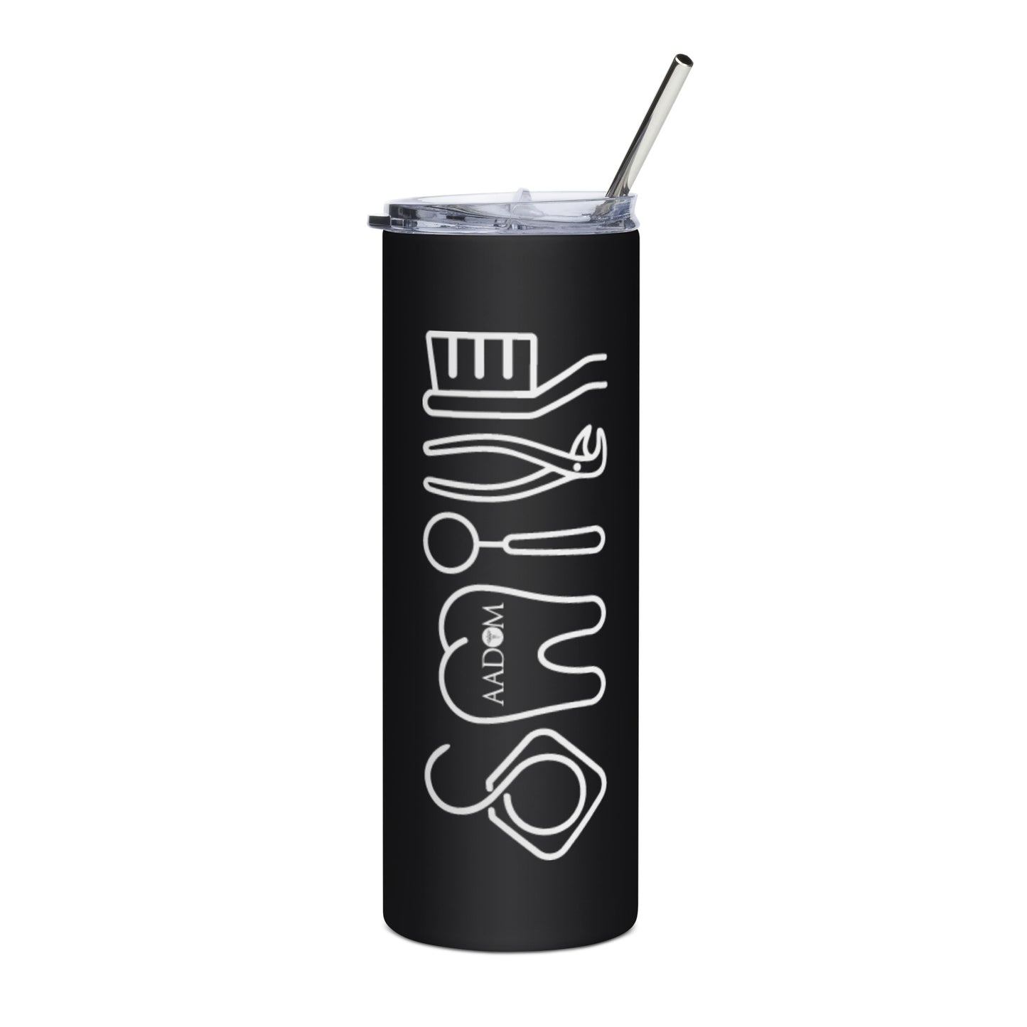 Stainless Steel Tumbler - Smile - White (AADOM Logo)