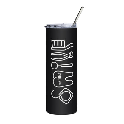 Stainless Steel Tumbler - Smile - White (AADOM Logo)