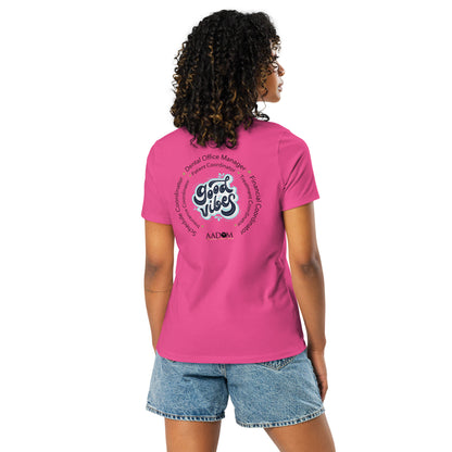 Women's Relaxed T-Shirt - Black Logo with Good Vibes (Back)