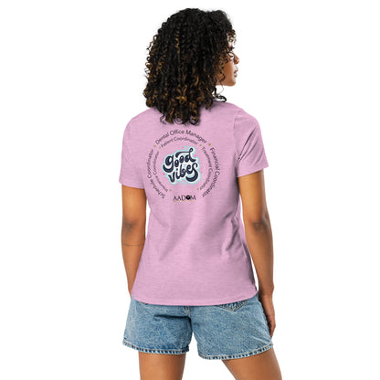 Women's Relaxed T-Shirt - Black Logo with Good Vibes (Back)