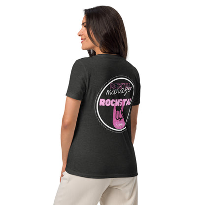 Women’s Relaxed V-Neck T-Shirt - White Logo with Rockstar (Back)